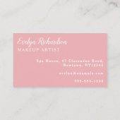Blush Pink White Script Photo Makeup Business Card 名刺 (裏面)