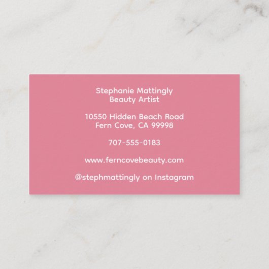 Blush Pink White Script Photo Makeup Business Card 名刺 (裏面)