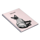 Blush Pink White Siamese Cat ノートブック (右側)
