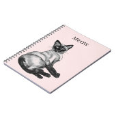 Blush Pink White Siamese Cat ノートブック (左側)
