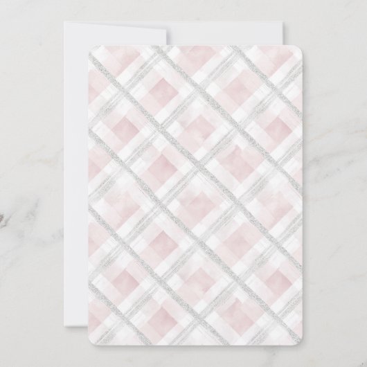 Blush Pink White Silver Glitz Wedding 招待状 (裏面)
