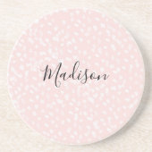 Blush Pink White Spots コースター (正面)