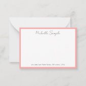 Blush Pink White Typography Script Name Minimalist ノートカード (正面)