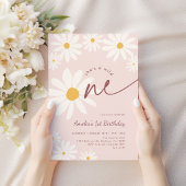 Blush Pink Wild One Daisy 1st Birthday 招待状