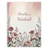 Blush Pink Wildflower Aesthetic Notebook ノートブック (正面)
