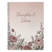 Blush Pink Wildflower Aesthetic Notebook ノートブック (正面)