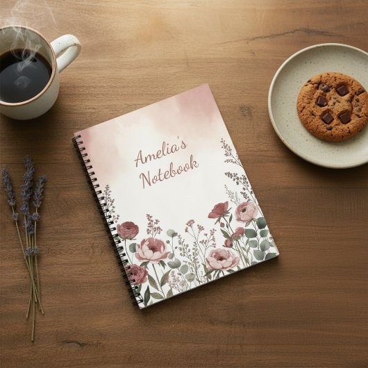 Blush Pink Wildflower Aesthetic Notebook ノートブック