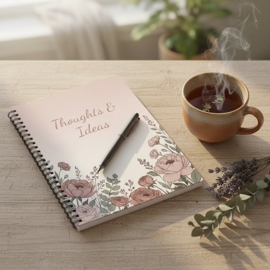 Blush Pink Wildflower Aesthetic Notebook ノートブック