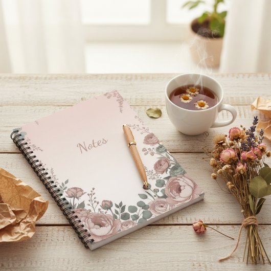 Blush Pink Wildflower Aesthetic Notebook ノートブック