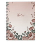 Blush Pink Wildflower Aesthetic Notebook ノートブック (正面)