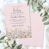 Blush Pink Wildflower Baby Shower 招待状