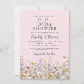 Blush Pink Wildflower Baby Shower 招待状 (正面)