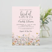 Blush Pink Wildflower Bridal Shower 招待状 (スタンド正面)