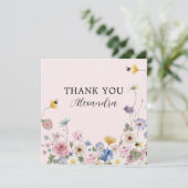 Blush Pink Wildflower Bridal Shower Thank You Card サンキューカード (スタンド正面)