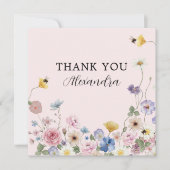 Blush Pink Wildflower Bridal Shower Thank You Card サンキューカード (正面)