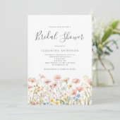 Blush Pink Wildflower Floral Bridal Shower 招待状 (スタンド正面)