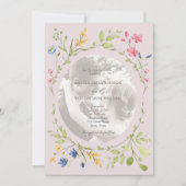 Blush Pink Wildflower Photo Wedding 招待状 (正面)