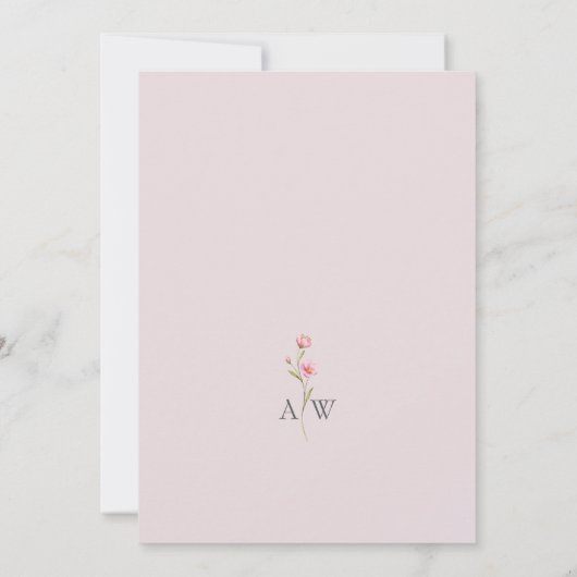 Blush Pink Wildflower Photo Wedding 招待状 (裏面)