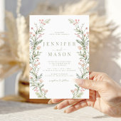 Blush pink wildflower rustic wedding Invitation 招待状