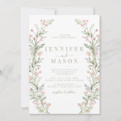 Blush pink wildflower rustic wedding Invitation 招待状 (正面)