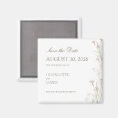 Blush Pink Wildflower Wedding Save the Date マグネット (正面/裏面)