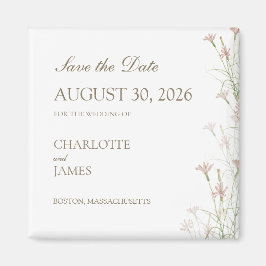 Blush Pink Wildflower Wedding Save the Date マグネット