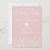 Blush Pink Wildflowers Birthday Party Invitation 招待状 (正面)