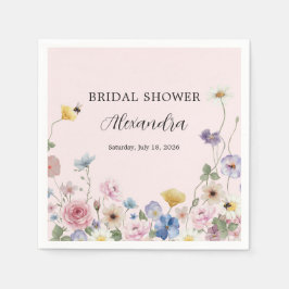 Blush Pink Wildflowers Bridal Shower Invitation スタンダードカクテルナプキン