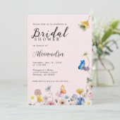 Blush Pink Wildflowers Bridal Shower Invitation 招待状 (スタンド正面)