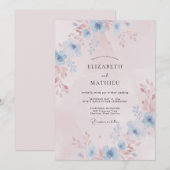 Blush Pink Wispy Romantic Wedding 招待状 (正面/裏面)