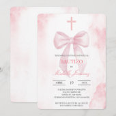 Blush pink with cross baptism  招待状 (正面/裏面)