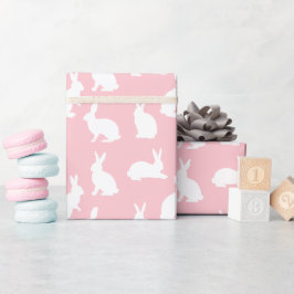 Blush Pink With White Bunny Pattern Lovely Easter ラッピングペーパー