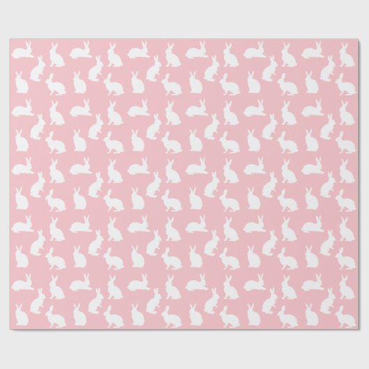 Blush Pink With White Bunny Pattern Lovely Easter ラッピングペーパー (フラット)