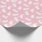 Blush Pink With White Bunny Pattern Lovely Easter ラッピングペーパー (角)