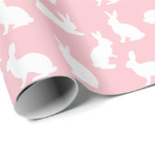 Blush Pink With White Bunny Pattern Lovely Easter ラッピングペーパー (ロールコーナー)