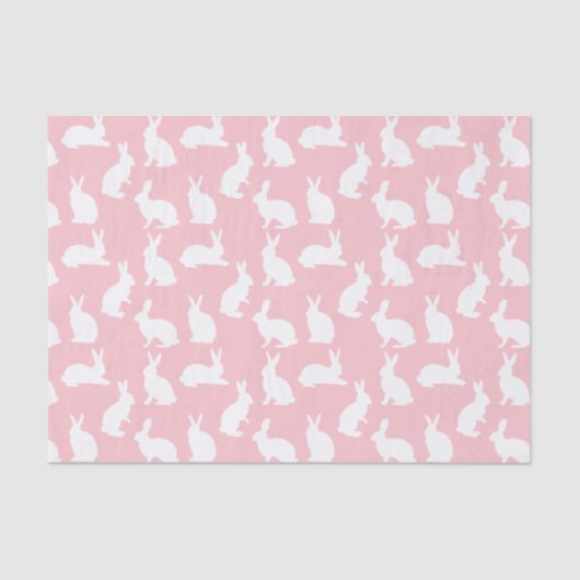 Blush Pink With White Bunny Pattern Pretty Easter 薄葉紙 (正面)