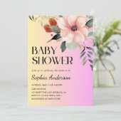 Blush Pink & Yellow Floral Baby Shower Invitation 招待状 (スタンド正面)
