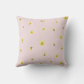 Blush Pink Yellow Japanese Viola Floral Pattern クッション (裏面)