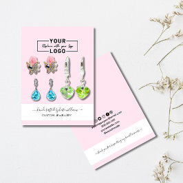 Blush Pink YOUR LOGO white Earring Display Card 名刺