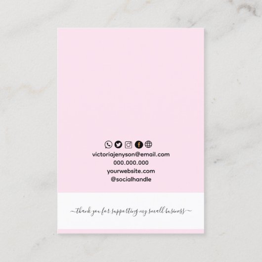 Blush Pink YOUR LOGO white Earring Display Card 名刺 (裏面)