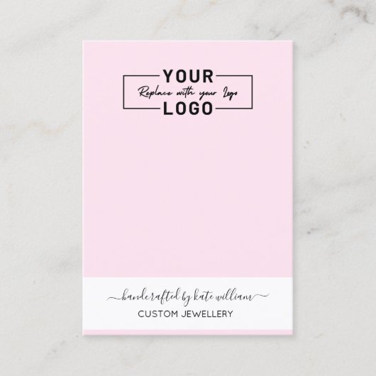 Blush Pink YOUR LOGO white Earring Display Card 名刺 (正面)
