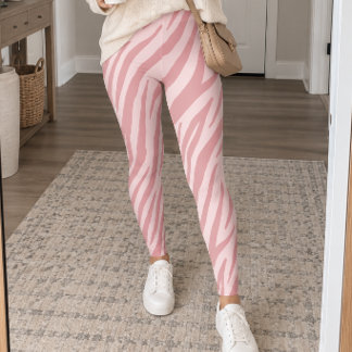 Blush Pink Zebra Stripes レギンス
