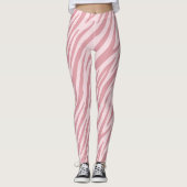 Blush Pink Zebra Stripes レギンス (正面)