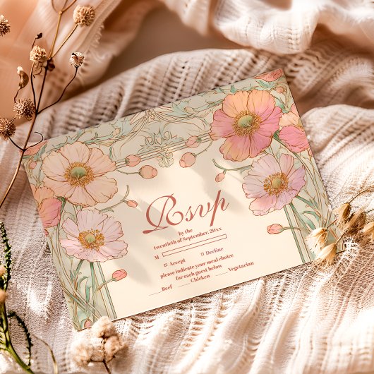 Blush Poppy Quinceañera Celebration 出欠カード