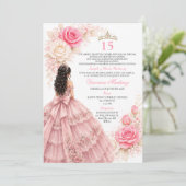 Blush Princess Dress Sweet 15 Elegant Rose Gold 招待状 (スタンド正面)