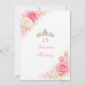 Blush Princess Dress Sweet 15 Elegant Rose Gold 招待状 (裏面)