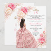 Blush Princess Dress Sweet 15 Elegant Rose Gold 招待状 (正面/裏面)