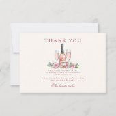 Blush Prosecco Pearls Bridal Shower Celebration サンキューカード (正面)