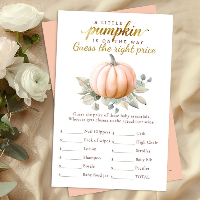 Blush Pumpkin Baby Shower Guess the Price Game (Guess the price baby shower game)