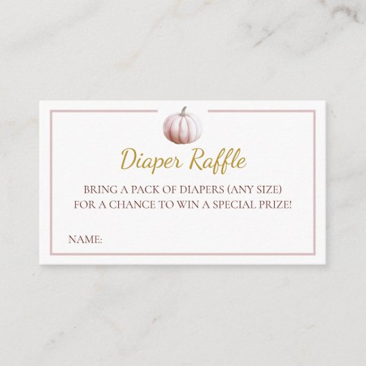 Blush Pumpkin Fall Baby Shower Diaper Raffle Card エンクロージャーカード (正面)